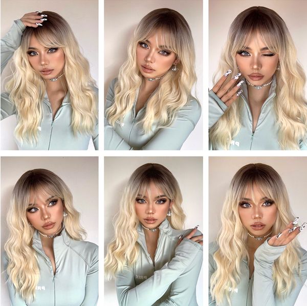 

costume accessories easihair brown to blonde synthetic wigs for women medium length natural wavy wigs heat resistant light blonde cosplay wi, Silver