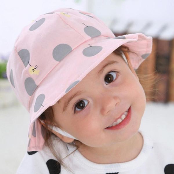 

caps & hats child sun beach toddler kids cap fashion polka dot baby bucket hat summer outdoor girl boy soft flexible, Yellow