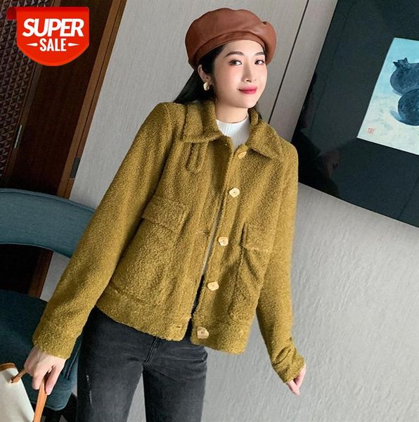 

[nuts] polar fleece jacket women's year korean fashion wild lamb wool short #th9e, Black;gray