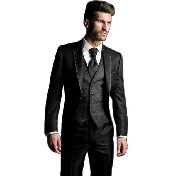 

custom made black groom tuxedos handsome men's evening dress toast suit work business (jacket+pants+vest+tie) k:1300 suits & blazers, White;black