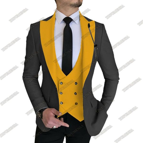 

men's suits & blazers yiwumensa peaked lapel jacket+vest+pant 3 pieces wedding groom wear mens blazer costume homme terno masculino cus, White;black