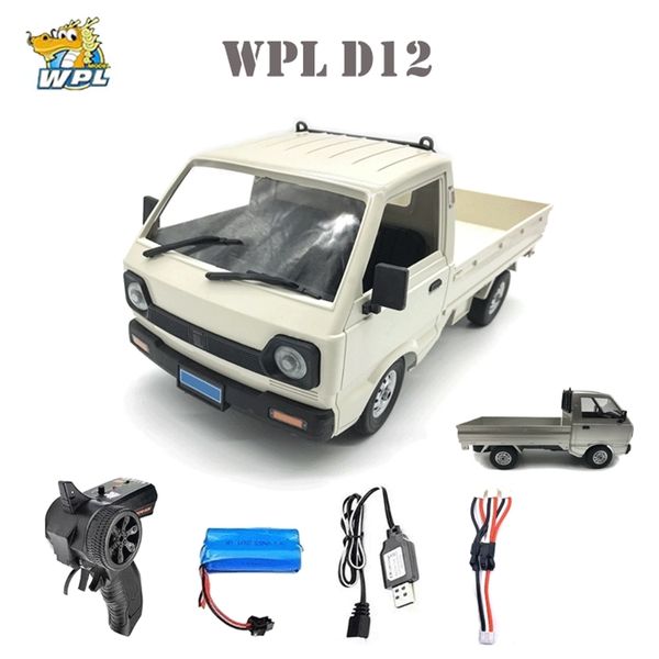

wpl d12 1/10 2wd rc car simulation drift truck brushed 260 motor climbing led light on-road toys for boys kids gifts 211027