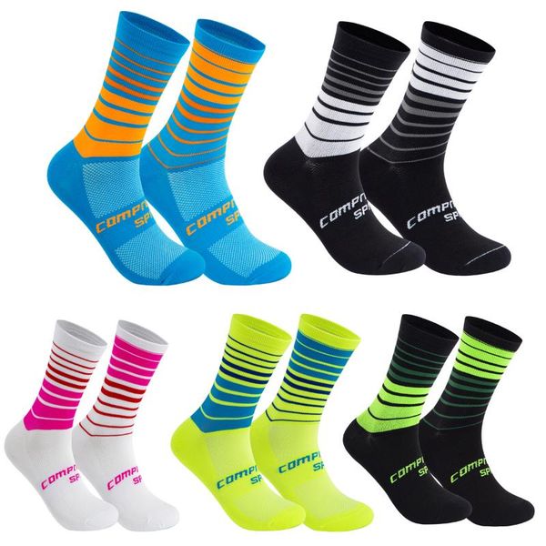 

sports socks professional cycling protect feet breathable wicking sock outdoor road bike nylon calcetines ciclismo, Black