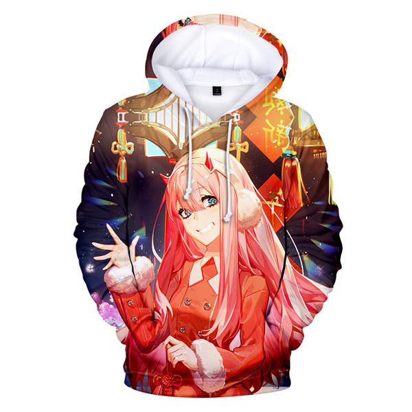 O mais popular Darling em FRANXX 3D Hoodie Moalha de Anime Zero Dois Moletom Com Capuz Menino Bonito Menina Roupas Unisex Pullover Y0319