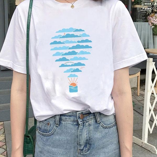 

weather air balloon print men mens short sleeve lady ladies graphic female tee, White;black