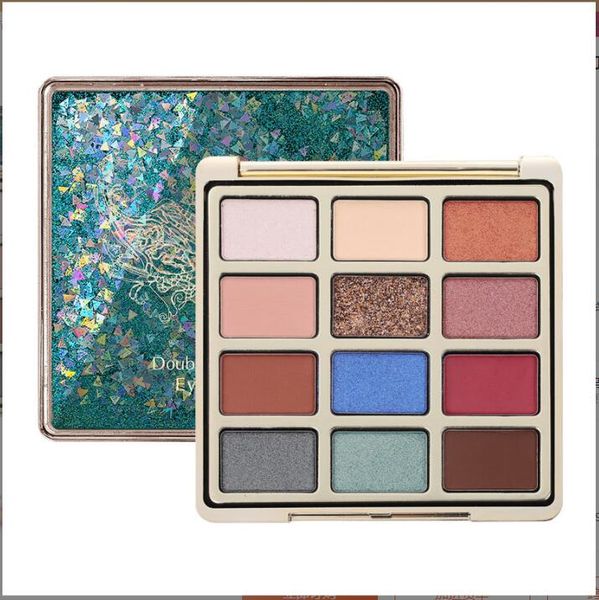 

12 color double goddess eye shadow palette: the eyes of sahara and the sky of suez, with quicksand box, flattering neutral shades with velve