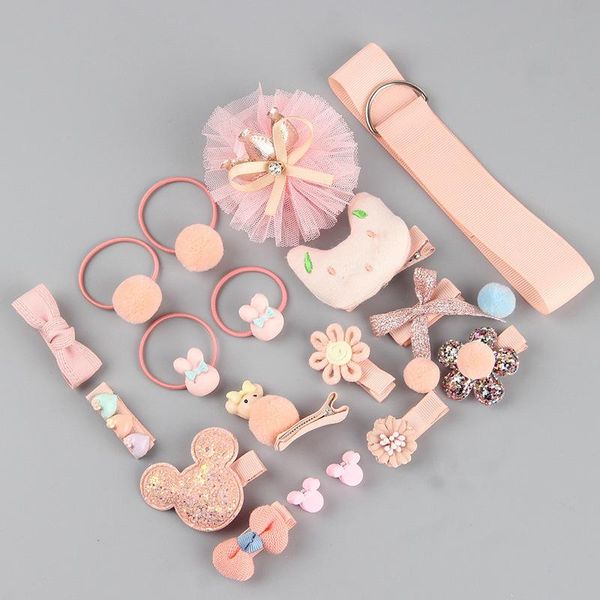 

party favor 18 pcs baby girl hair clip lovely bow elastic band accessories ponytail set suitable for girls young children