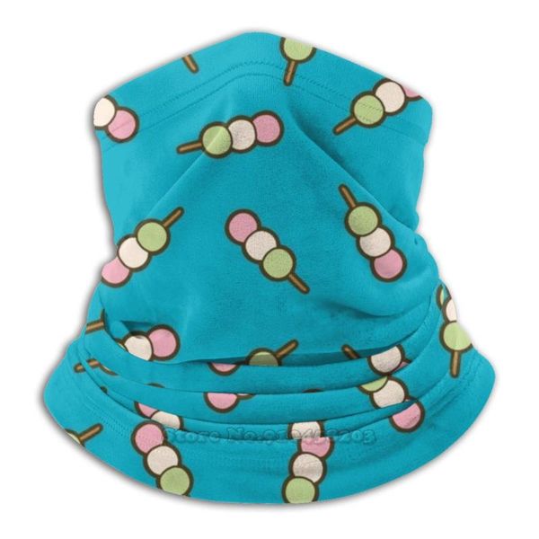 

scarves dango pattern in turquoise microfiber neck warmer bandana scarf face mask japan japanese asia asian east food snack stick ball, Blue;gray