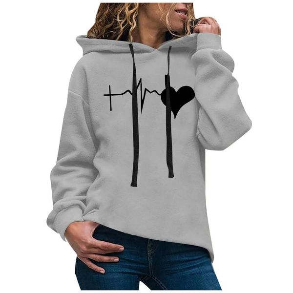 

women's hoodies & sweatshirts pullover sweatshirt harajuku oversized hoodie casual print long-sleeved hooded winter clothes, Black