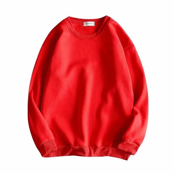 

2021Plush sweater men's autumn and winter new loose solid round neck Pullover, White