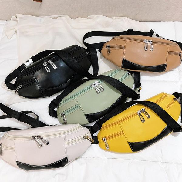 

fashion women waist pack bags zipper faux leather fanny bum bag banane sac femme
