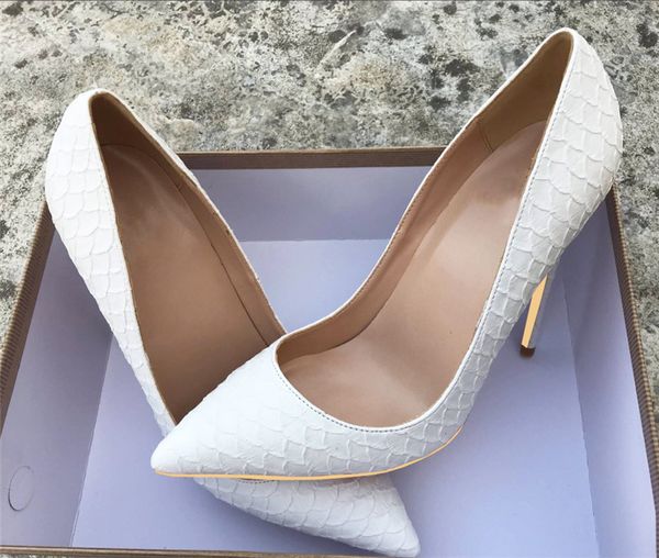 

sandals summer fashion snake pattern party wedding pumps women high heels shoes brand pointed toe ladies size 44 e01o, Black
