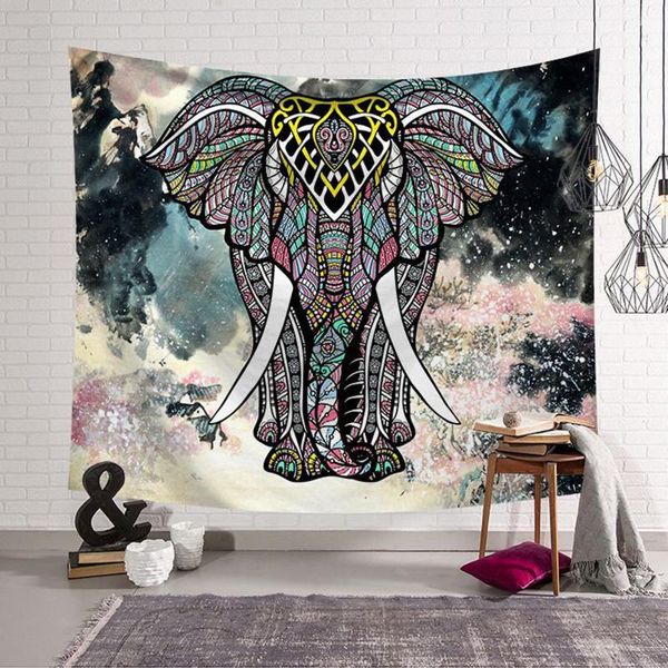 

tapestries wall hanging tapestry beach mat shawl nordic style elephant print 150*130cm farmhouse decor ethnic mandala blanket