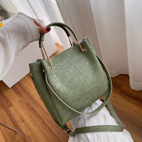 

stone pattern pu leather bucket bags for women zipper shoulder messenger bag lady fashion handbags luxury totes bolsa female