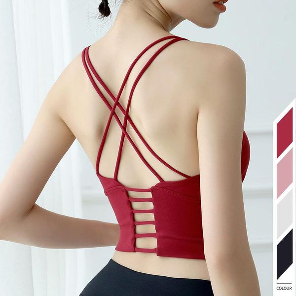 

gym clothing 2021 yoga vest style europe and america camisole beauty back sports fitness push up -resistant bra, White;black