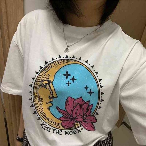 

summer sun god print women's t-shirt casual harajuku fashion punk vintage plus size ulzzang clothing 210512, White