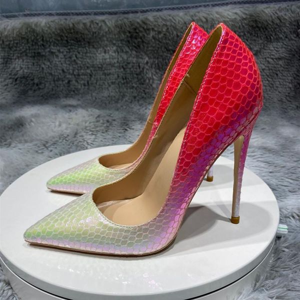 

snake color red white pointed toe high-heeled exquisite elegant single shoes 12cm high heel ladies party qp120 roviciya dress, Black