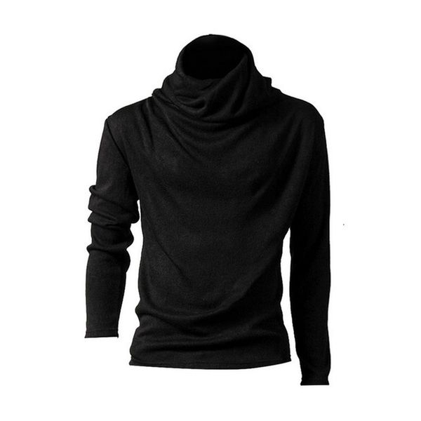 

men's sweaters mens high collar lapel bottoming sweater solid color long sleeve slim pleated sweater autumn casual men, White;black