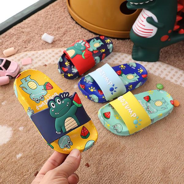

baby slippers 2-8yrs boys girls cartoon frog crocodile cute kids non-slip soft 2021 summer home shoes portable beach slipper, Black;grey