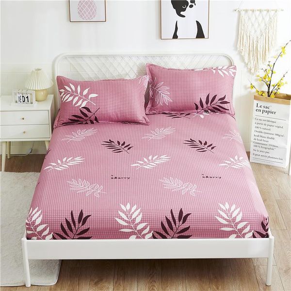 

sheets & sets 1pc printed cotton fitted sheet mattress cover for bed four corners with elastic band sheet(no cases)bed