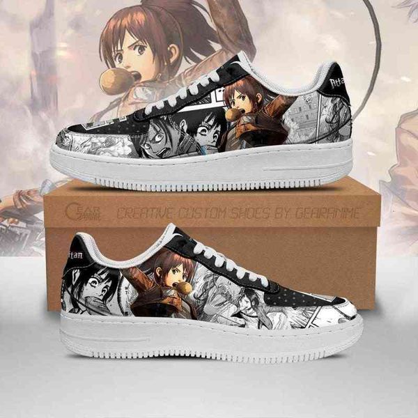 

diy anime shoes aot sasha sneakers attack on titan mixed manga casual running sport walking lightweight tennis, Black