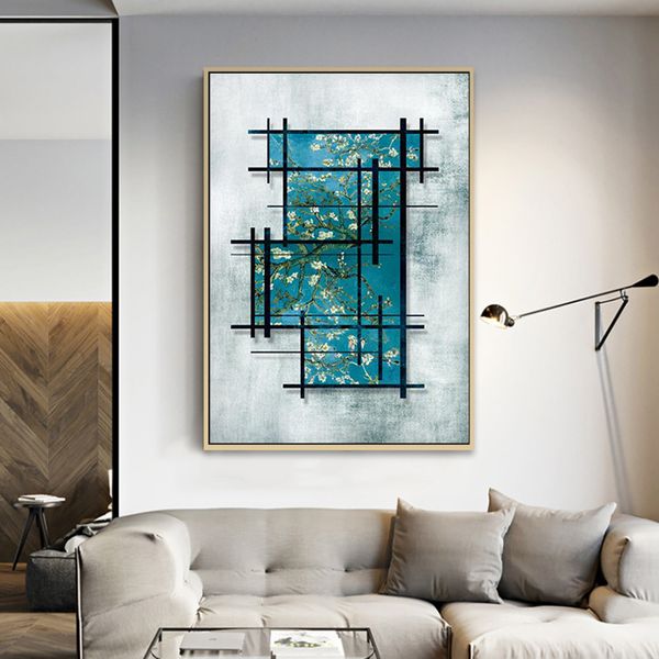 Pittura a olio in stile cinese Van Gogh Blossom Flower Pittura decorativa per corridoio Soggiorno Modern Wall Art Nordic Poster