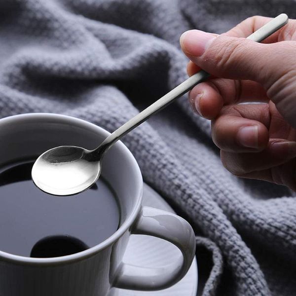 

spoons luxury small stainless steel tea coffee spoon for ice cream dessert fruit cutlery kitchen tableware tools