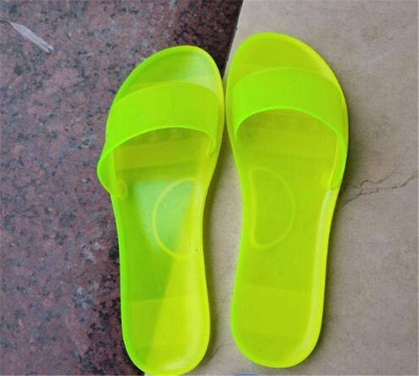

slippers women 2021 summer woman jelly shoes candy colors pvc flat sandal ladies peep toe casual slides female flip flops beach, Black