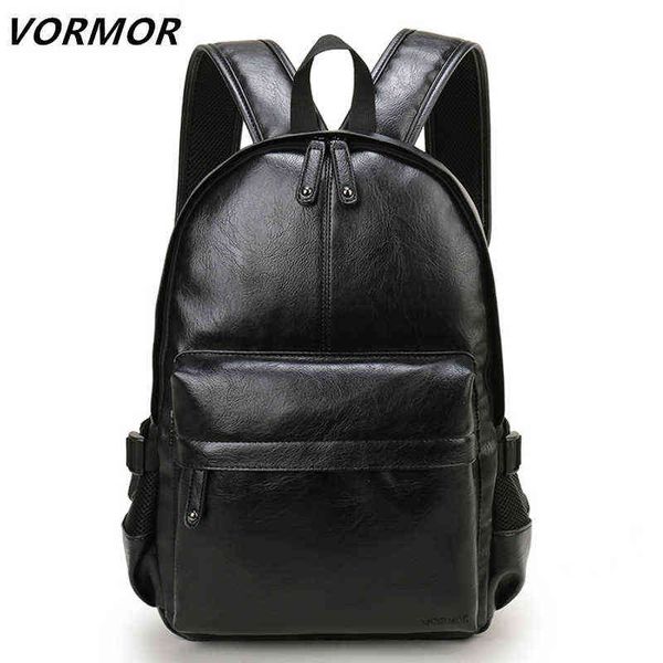 

backpack style bagvormor brand men leather school bag fashion waterproof travel casual bookbag male 220723