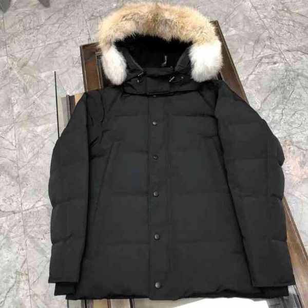

new men's wyndham winter et arctic coat down parka hoodie with fur sale sweden homme doudoune teau, Black