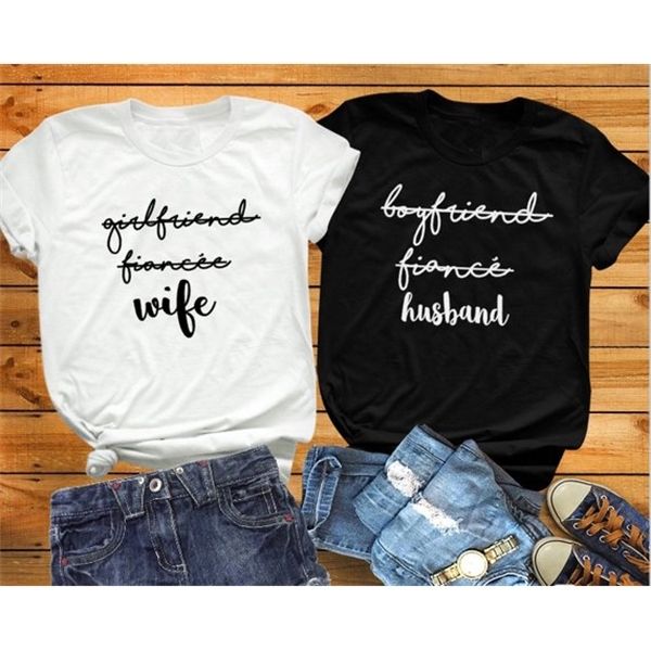 Tops Correspondência Duas Dias do Casamento Correspondência Casais T-shirt Esposa para ser marido para ser camisa bachelor partido casamento x0527