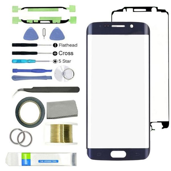 

cell phone repairing tools 16 in 1 replacement front glass screen repair kit for galaxy s6 edge g925 outer panel touch lens