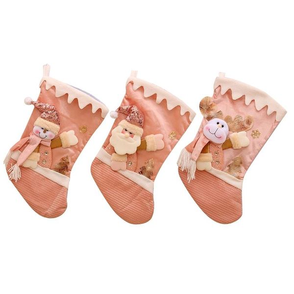 

christmas decorations 3 pcs stocking santa claus candy sock gift bag xmas tree hanging decor for holiday party home decoration