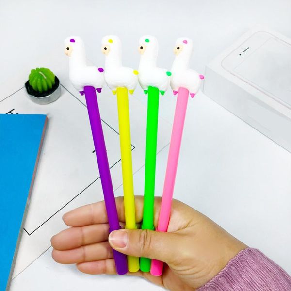

gel pens 2pcs cute alpaca shape 0.38mm black ink kawaii kids praise gifts stationary korean school office supplies