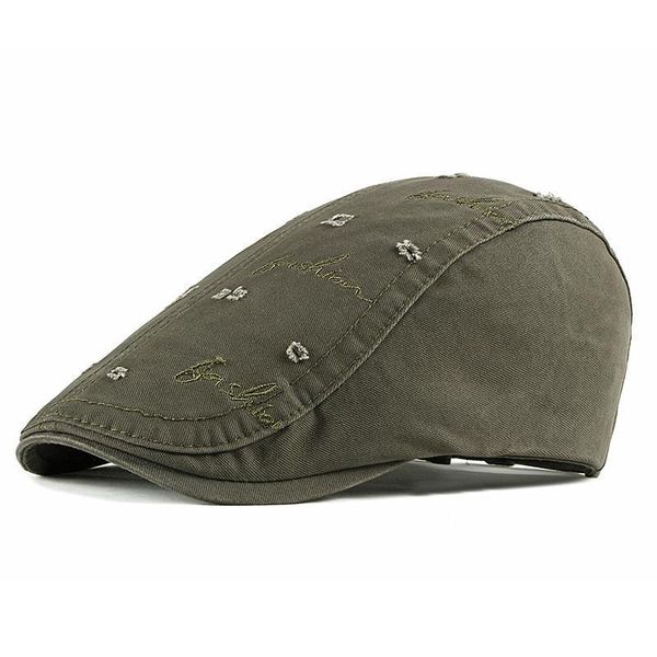 

berets ldslyjr 2021 cotton autumn winter letter sboy caps flat peaked cap men and women painter beret hats 142, Blue;gray