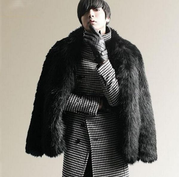 

men's fur & faux black mink leather jacket mens warm coat men loose jackets winter autumn thicken fashion