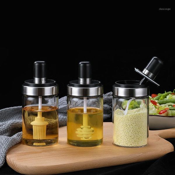 

storage bottles & jars seasoning box kitchen articles bring scoop pot transparent cover glass saltcellar pepper sugar to