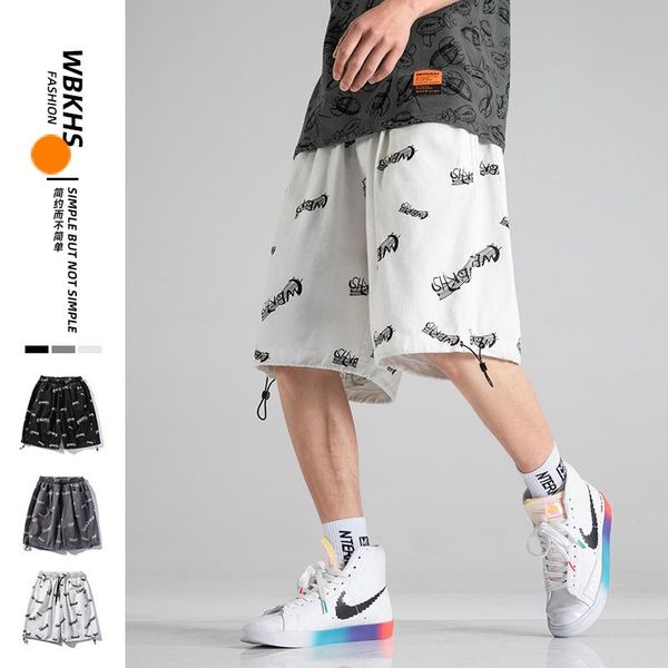 

men's shorts 2021 summer men arrival casual print loose knee length pants, White;black