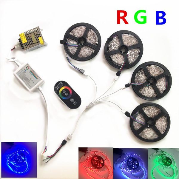 

rgb led strips non waterproof 30leds/m+rf touch dimmable remote controller+ac 110/220v dc 12v driver