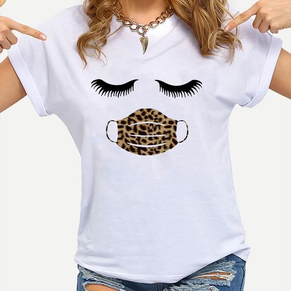 

summer spoof breathing leopard mask women t shirts face aesthetics funny masks casual female clothing, White