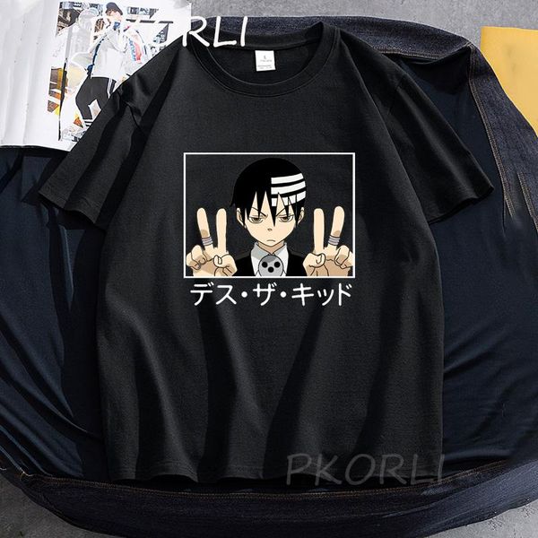 

men's t-shirts soul eater death the kid t shirt women men janpan manga t-shirt cotton anime clothing summer graphic shirts streetwear c, White;black