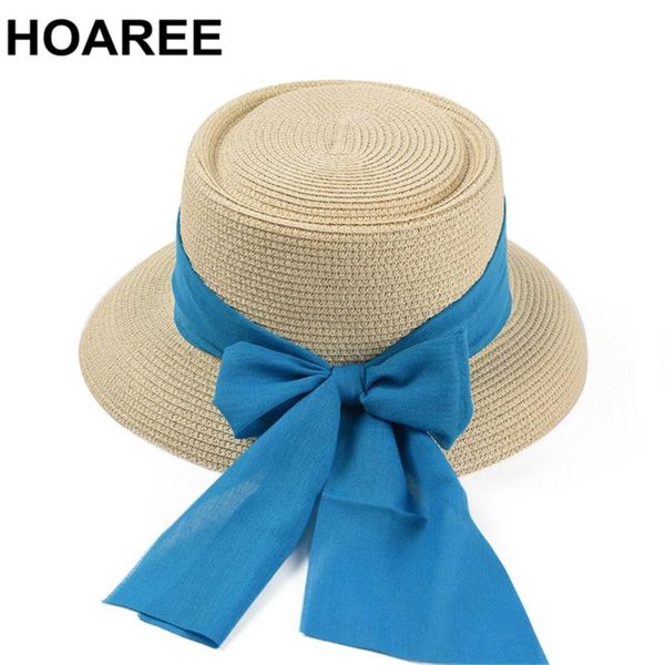 

wide brim hats hoaree summer for women beige sun with blue rabbion uv protection beach straw boater vintage pokepie fedora, Blue;gray