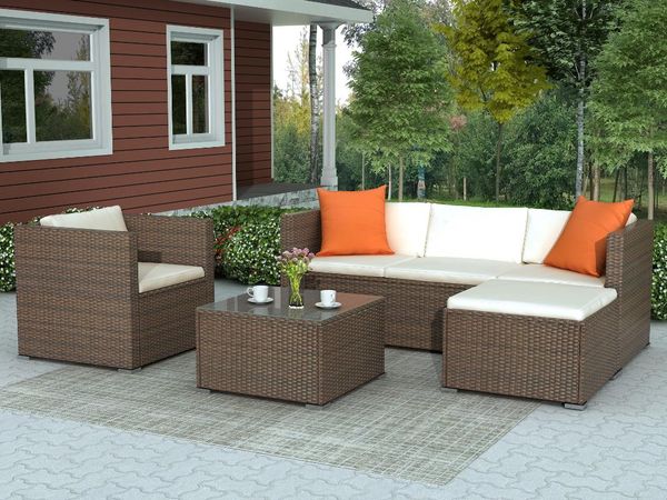 

rattan patio furniture set wicker sofa cushioned sectional garden outdoor sets home camp