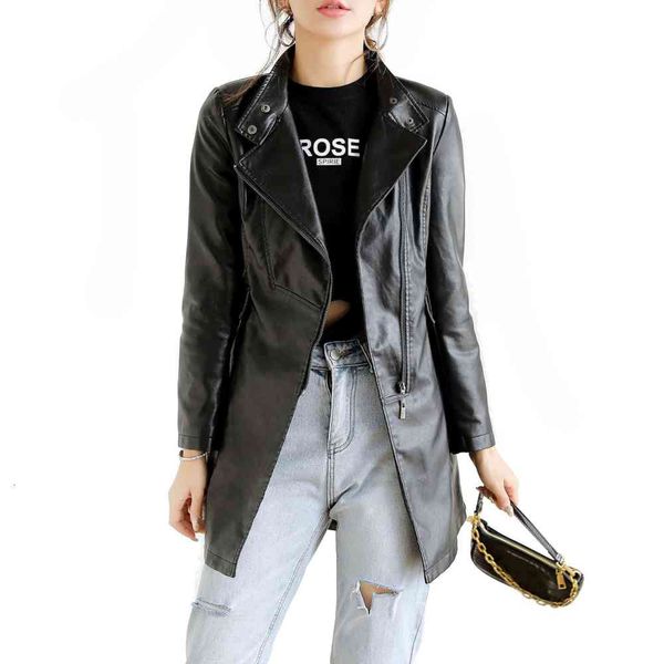 

leather jacket high fashion men belt length clothes 8238, Black