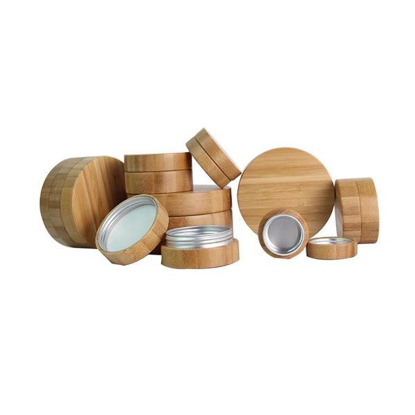 

storage bottles & jars bamboo packaging natural 5/10/20/30/50/100/200/250ml aluminum wooden jar logo engraving cream with inner