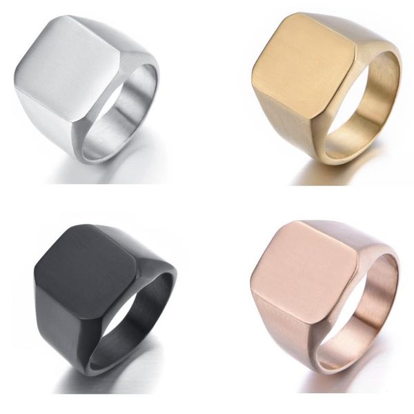 

cluster rings titanium steel square jewelry boys fashion stainless frosted ring, Golden;silver
