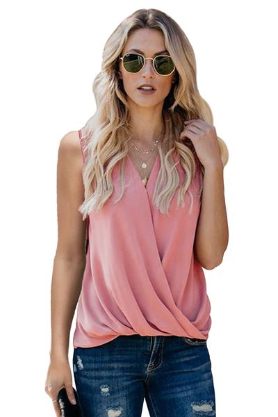 

2021 summer european and american women's solid color t-shirt v-neck vest, White