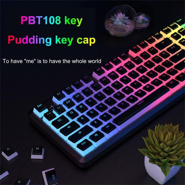 

keyboards pudding v2 pbt doubles keycap ome height 61/87/104 key pb-t set color mechanical keyboard backlit