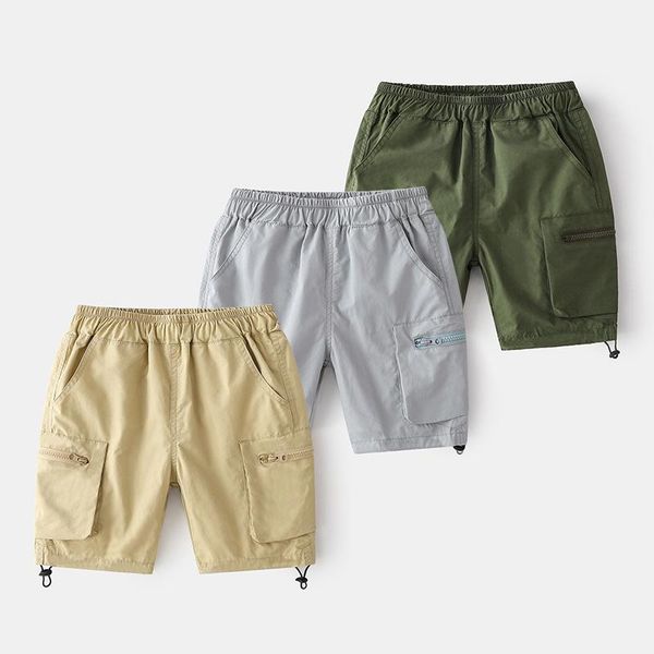 

kids pants boys summer cotton solid elastic pocket work waist trousers baby infant casual sports children clothes, Blue