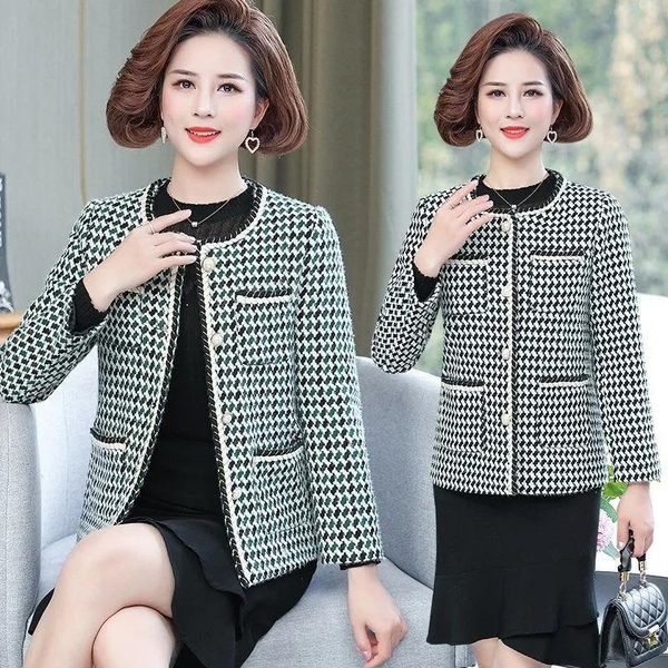 

women's jackets elegant swallow gird slim caot women graceful style middle age tweed autumn plaid single-breasted cardigan, Black;brown
